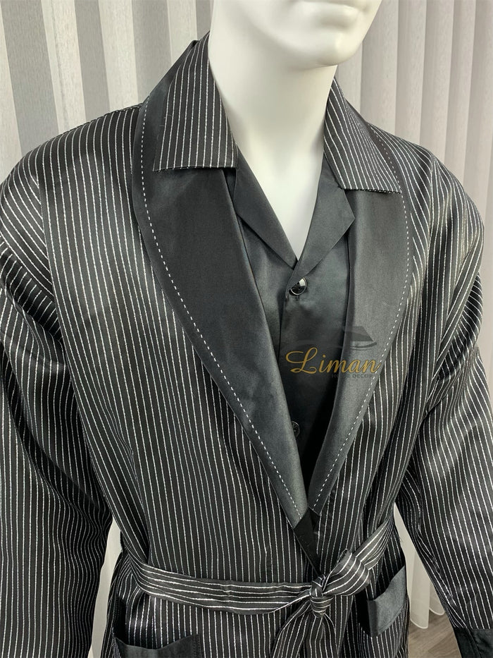 Liman Home Decor - Liman Online Batista 4 Delig Luxe Satijnen Mannen Pyjama Set Zwart