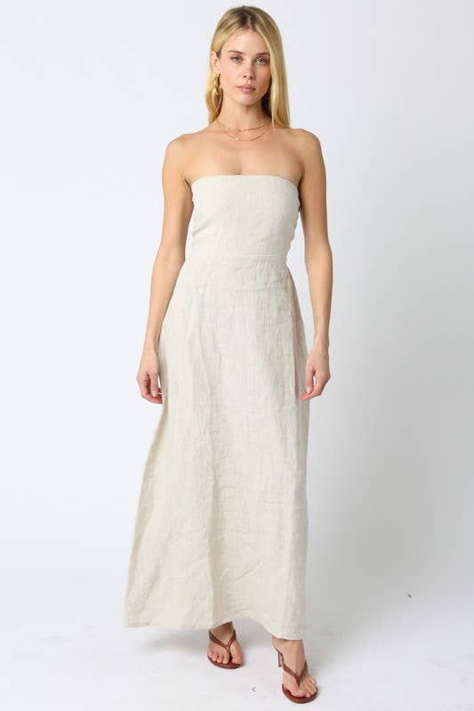 Brown Linen Maxi Dress