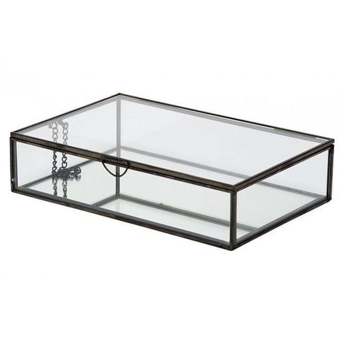 Liman Home Decor - Liman Online DOOS GLASS ZWART 22X14,5XH5,3CM METAAL