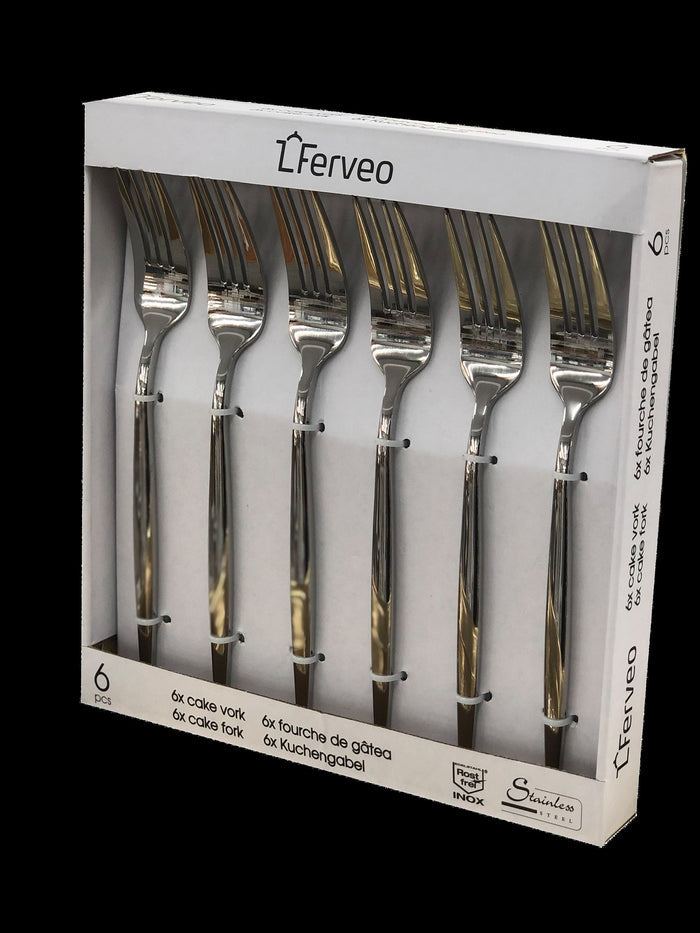 FERVEO Ferveo Sara 6 Delig Gebaksvork Zilver