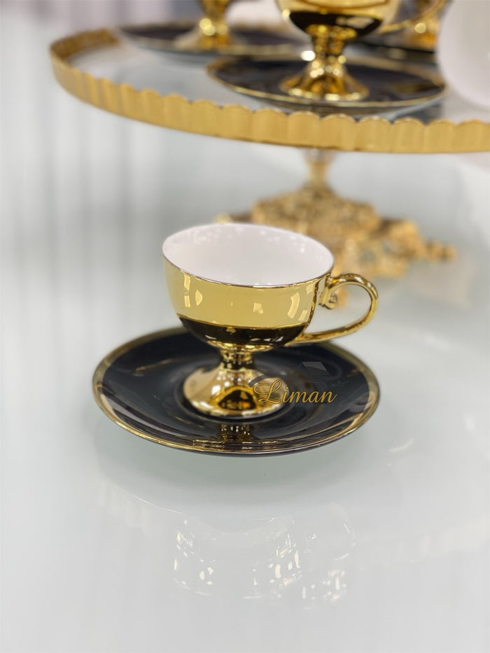 Liman Home Decor - Liman Online KOSOVA CAROLINA ESPRESSOSET 12 DELIG | 6 PERSOONS ZWART