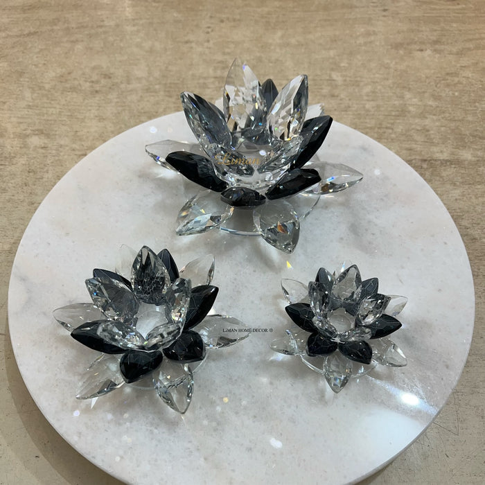 Liman Home Decor - Liman Online KRISTAL NILUFER DECORATIE ZWART 3 DELIG