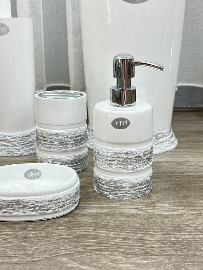 Liman Home Decor - Liman Online LUXE BADSET 5 DELIG WIT / ZILVER