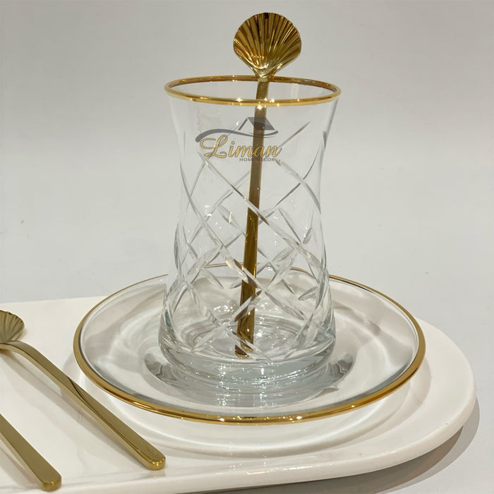Liman Home Decor - Liman Online LUXE SCHELP THEELEPEL 6-DELIG GOUD
