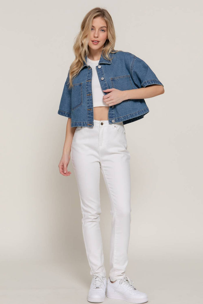 Short Sleeve Boxy Short Denim