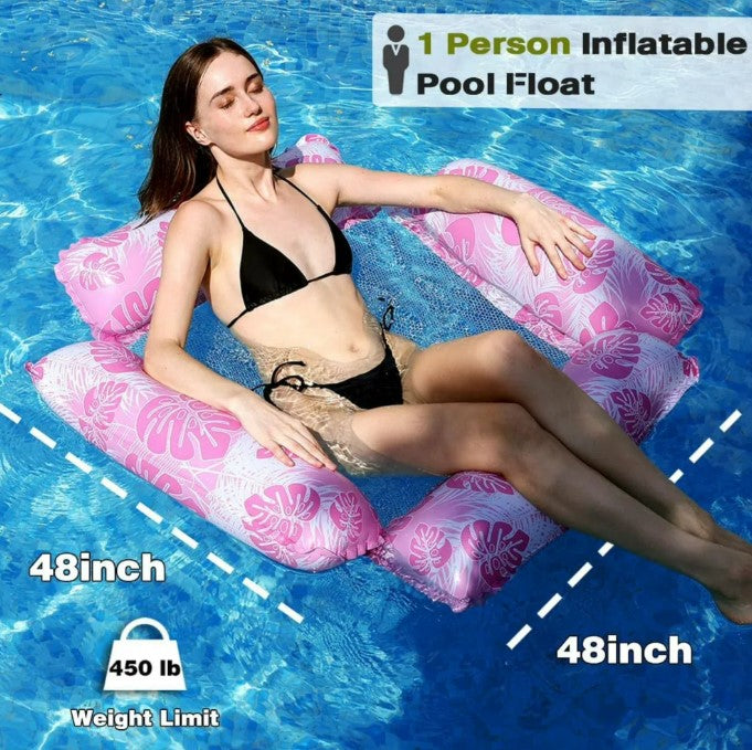 3 Packs Inflatable Pool Floats Adults 4-in-1 Multi-Purpose Pool Floats PVC Water Hammock Lounge Floaties