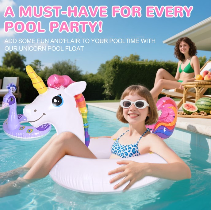 3Packs Unicorn Pool Floats Summer Party Beach Vacation Floating Loungers