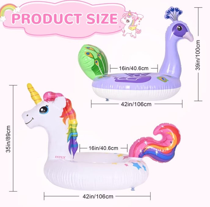 3Packs Unicorn Pool Floats Summer Party Beach Vacation Floating Loungers
