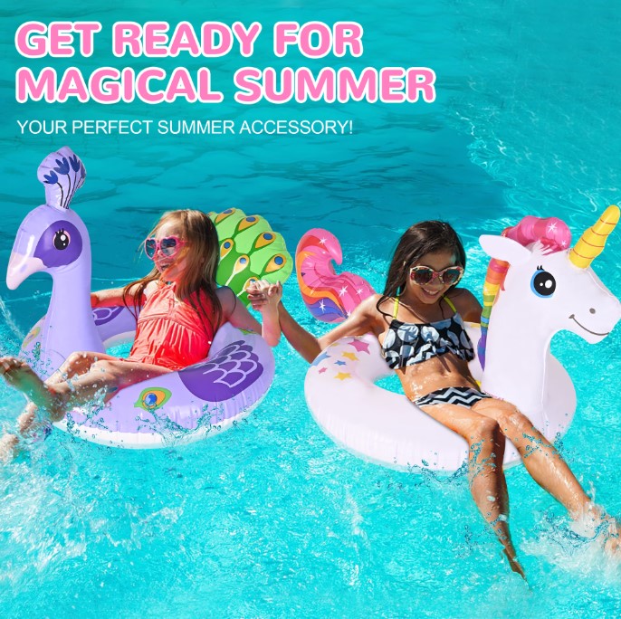 3Packs Unicorn Pool Floats Summer Party Beach Vacation Floating Loungers
