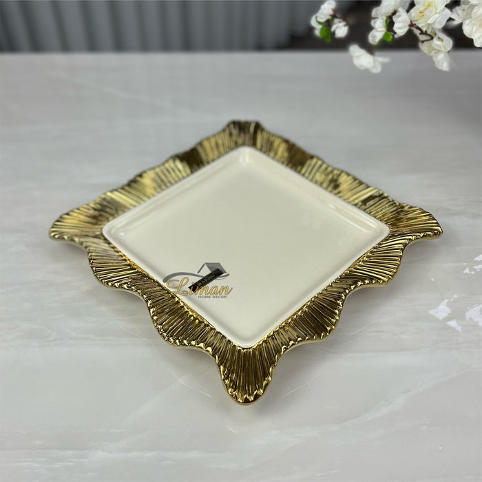 Liman Home Decor - Liman Online ARABIA SERVEERBORD VIERKANT GOUD