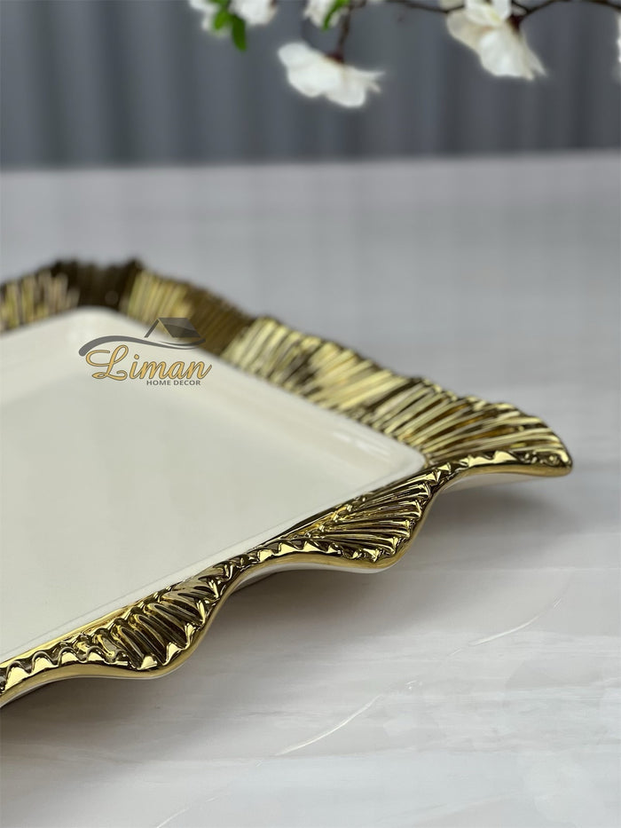 Liman Home Decor - Liman Online ARABIA SERVEERBORD VIERKANT GOUD