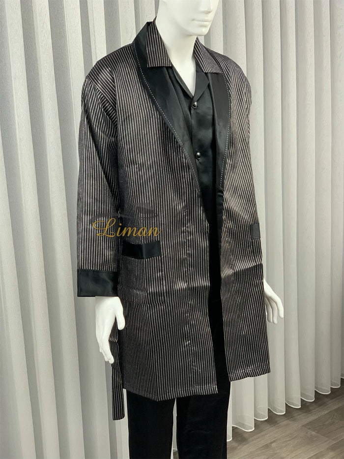 Liman Home Decor - Liman Online Batista 4 Delig Luxe Satijnen Mannen Pyjama Set Zwart