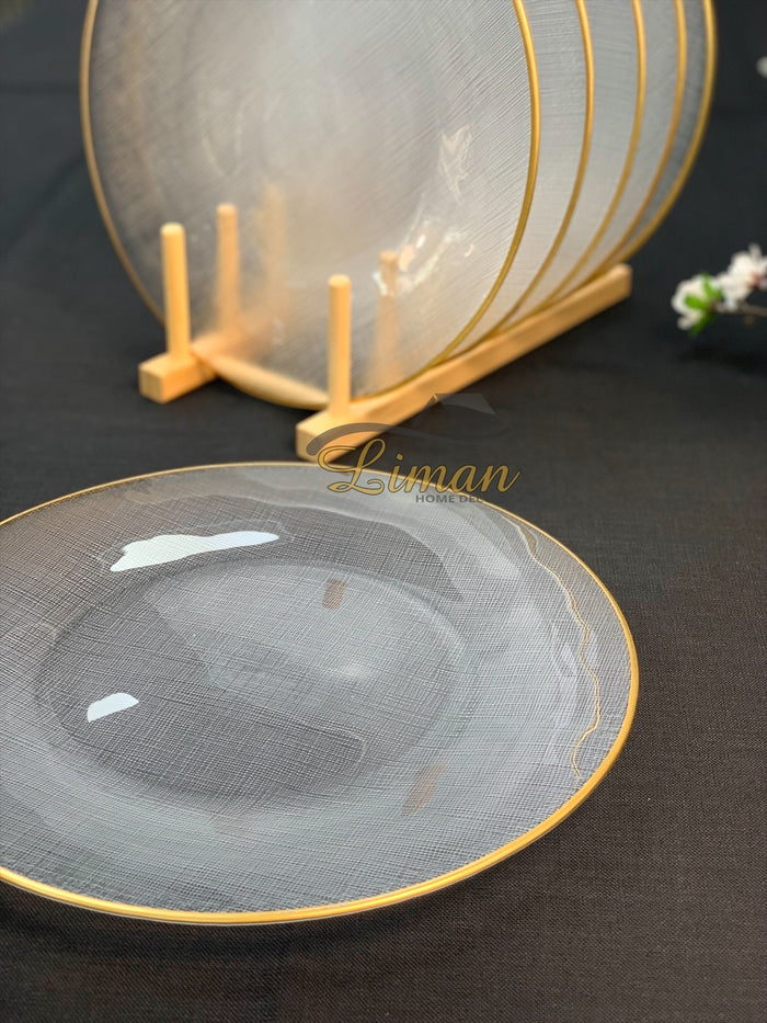 BRICARD PORCELAIN Bricard SIS Bordenset 28 cm Transparant - Gold Per Stuk