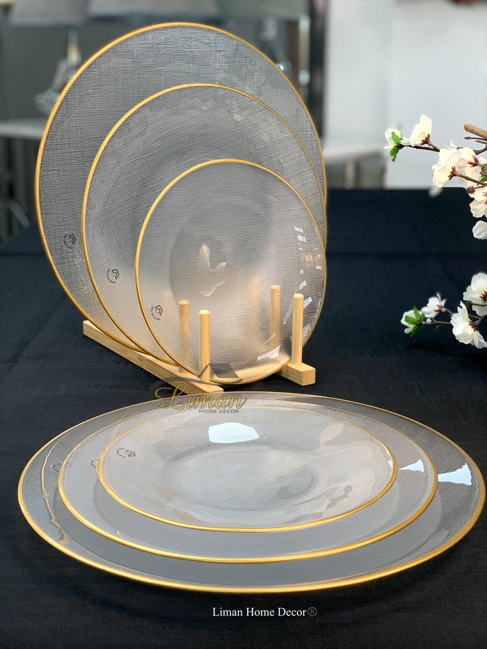 BRICARD PORCELAIN Bricard SIS Bordenset 28 cm Transparant - Gold Per Stuk