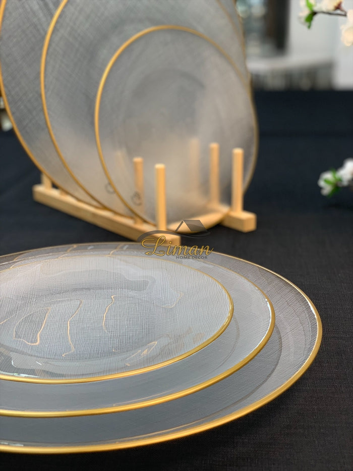 BRICARD PORCELAIN Bricard SIS Bordenset 28 cm Transparant - Gold Per Stuk