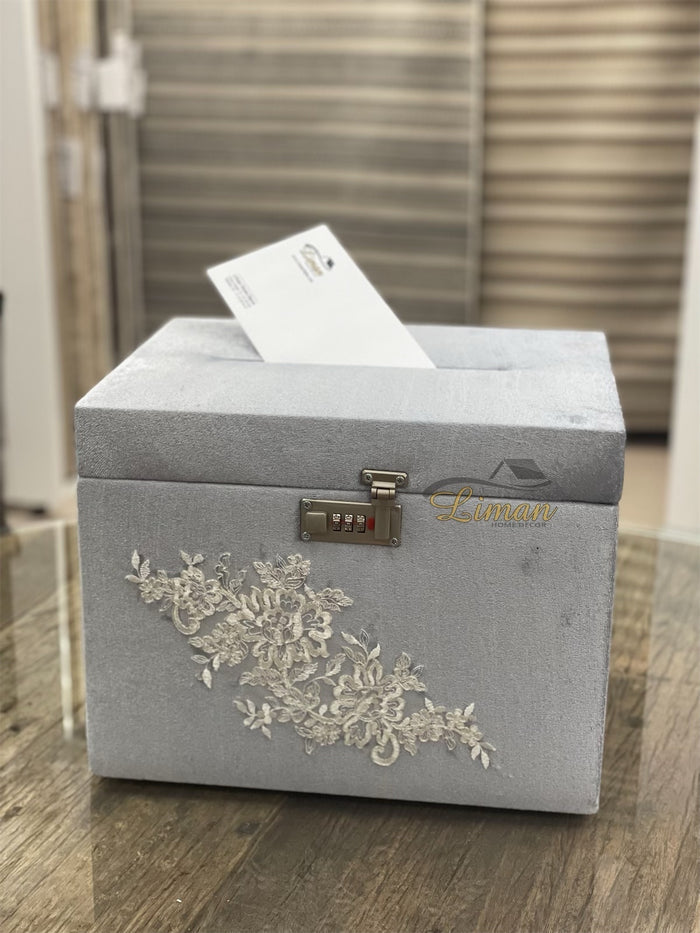 Liman Home Decor - Liman Online Bruiloft Enveloppendoos / Geldkist Grijs met Cijferslot
