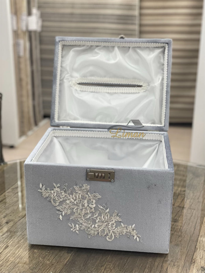 Liman Home Decor - Liman Online Bruiloft Enveloppendoos / Geldkist Grijs met Cijferslot