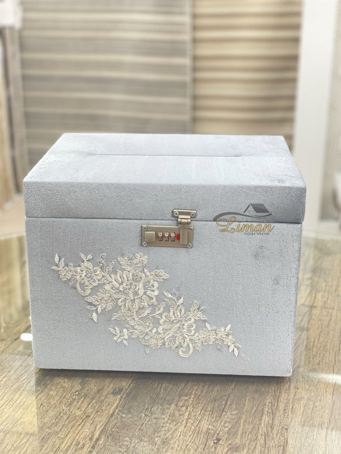 Liman Home Decor - Liman Online Bruiloft Enveloppendoos / Geldkist Grijs met Cijferslot