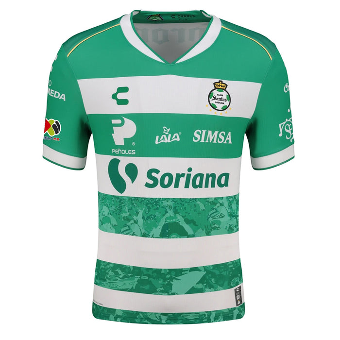 Charly Emmanuel Echeverria Men's Santos Laguna Home Jersey 25/26 w/ BBVA MX Patches (Green/White) | SoccerWearhouse