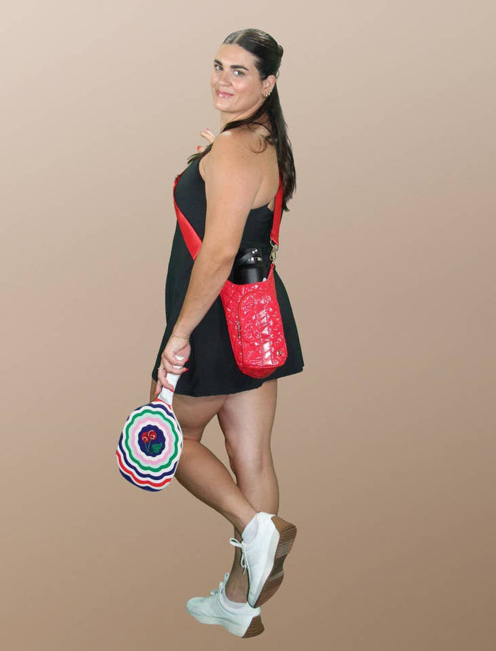 Drink Carrier Crossbody Bag Cup Holder Cherry Red