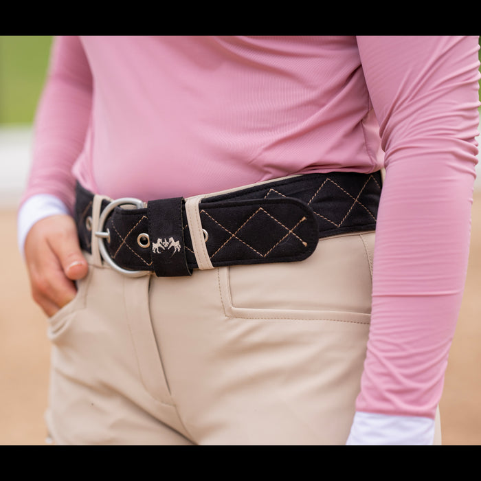 Equine Couture Diamond Quilted Suede Belt with Diagonal Line