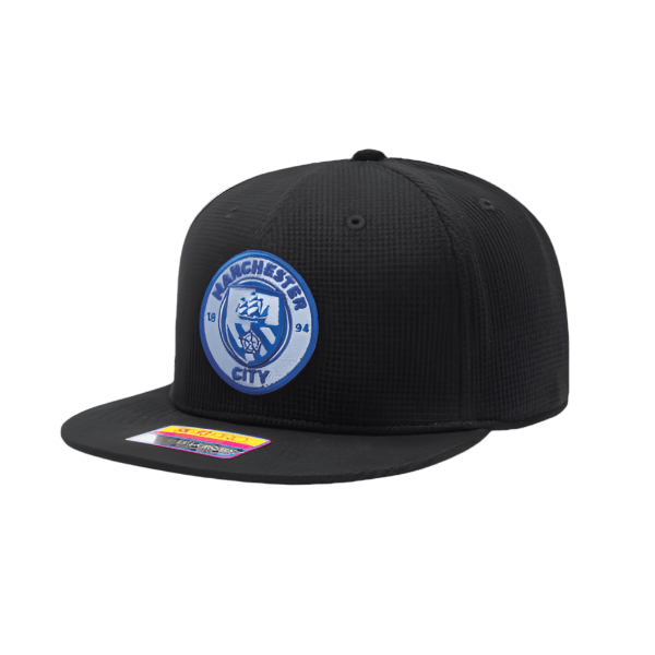 Fan Ink Manchester City Club Ink Snapback Adjustable Hat (Black/Blue) | SoccerWearhouse
