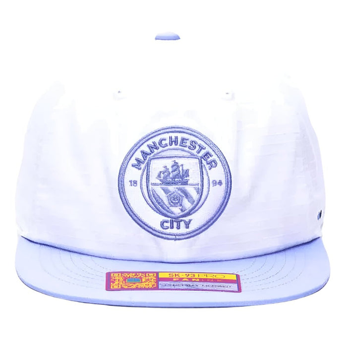 Fan Ink Manchester City Swingman Wax Snapback Hat (White/Light Blue) | SoccerWearhouse