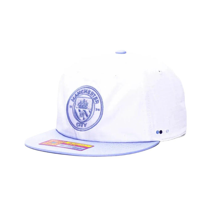 Fan Ink Manchester City Swingman Wax Snapback Hat (White/Light Blue) | SoccerWearhouse