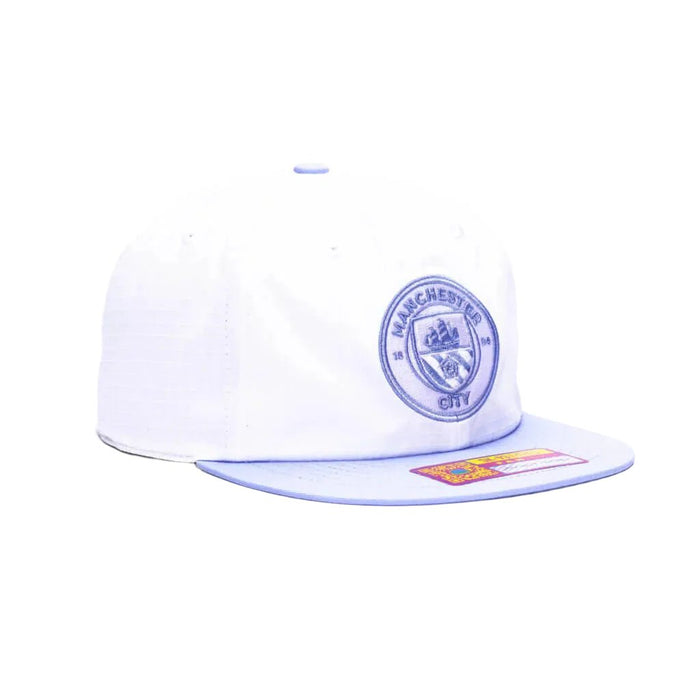 Fan Ink Manchester City Swingman Wax Snapback Hat (White/Light Blue) | SoccerWearhouse
