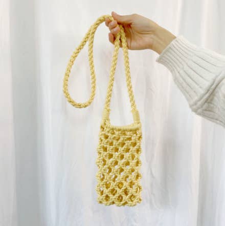 Handcrafted Braided Crossbody Bag: BEIGE / One Size