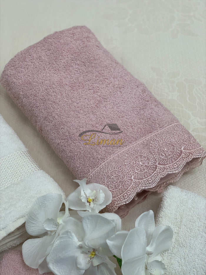IPEKCE Ipekce Beril Handdoek set 4 Dlg Cream / Roze