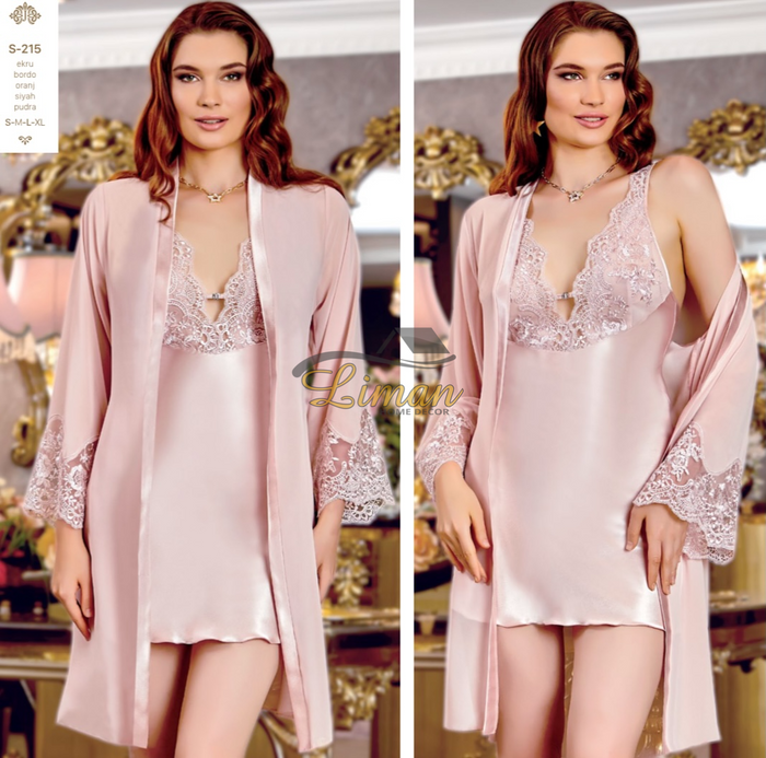 Liman Home Decor - Liman Online Jeremi Satijn Lingerieset 6 Delig Roze
