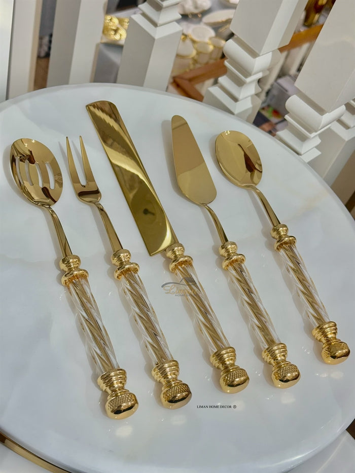 Liman Home Decor - Liman Online KEUKENGEREISET GLAS GOUD 5 DELIG