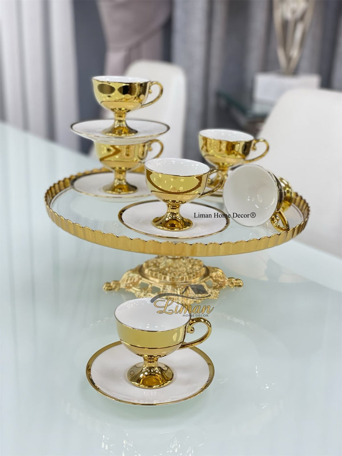 Liman Home Decor - Liman Online KOSOVA CAROLINA ESPRESSOSET 12 DELIG | 6 PERSOONS WIT