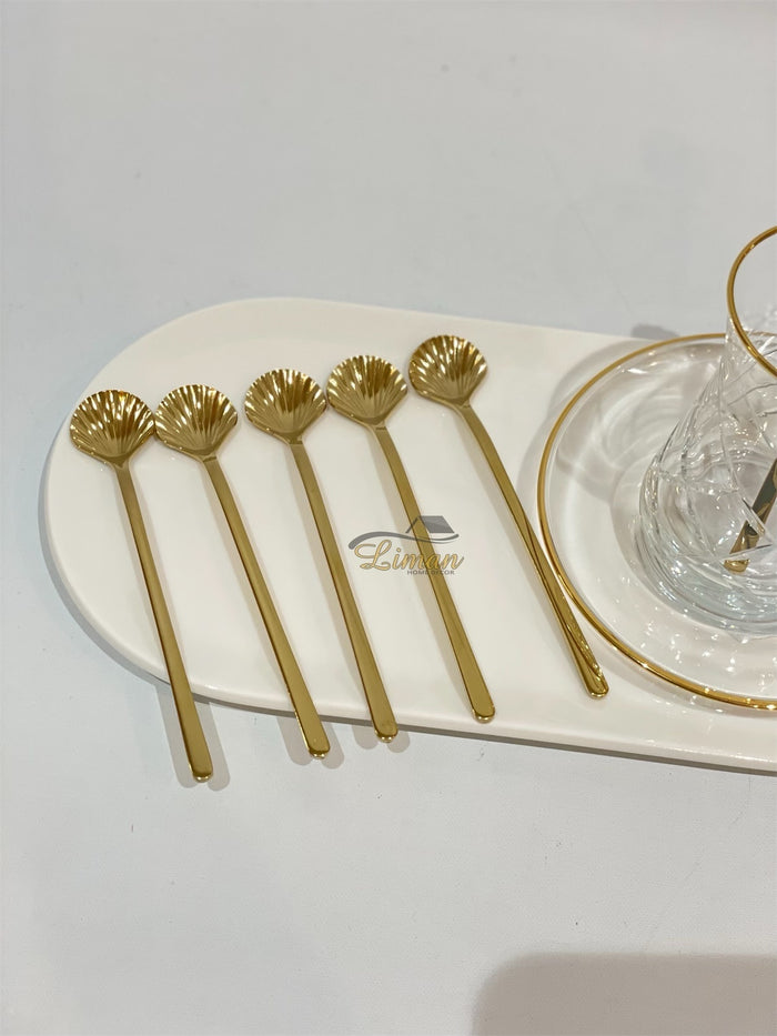 Liman Home Decor - Liman Online LUXE SCHELP THEELEPEL 6-DELIG GOUD