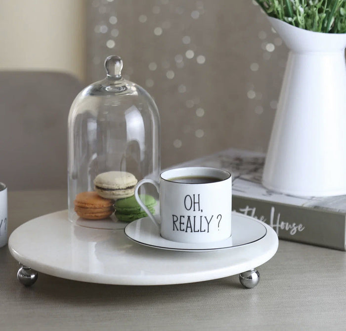 AKAYEV MARMER SERVEERSCHAAL 28CM ZILVER