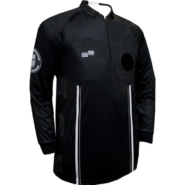 Official Sports Men's Long Sleeve Referee Jersey 9073 USSF Pro (Black) | SoccerWearhouse