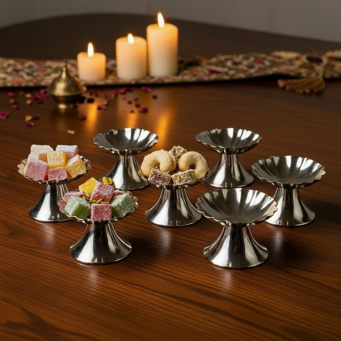 Liman Home Decor - Liman Online Papatya Lokumluk / Dessertschalen  / Dip- / Sausschalen  9cc Zilver 6 Delig