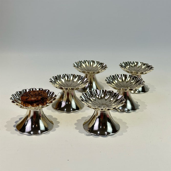 Liman Home Decor - Liman Online Papatya Lokumluk / Dessertschalen  / Dip- / Sausschalen  9cc Zilver 6 Delig