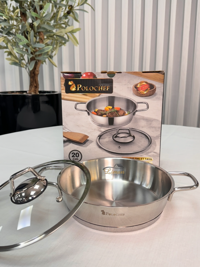 polochef Polochef Proline omeletset met deksel RVS | 20 cm