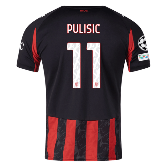 Puma AC Milan Christian Pulisic Home Jersey w/ Champions League Patches 25/26 (Red/Black) | SoccerWearhouse