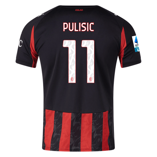 Puma AC Milan Christian Pulisic Home Jersey w/ Serie A Patch 25/26 (Red/Black) | SoccerWearhouse