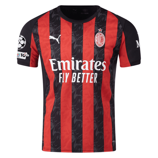Puma Bondo Men's AC Milan Home Jersey w/ Champions League Patches 25/26 (Red/Black) | SoccerWearhouse
