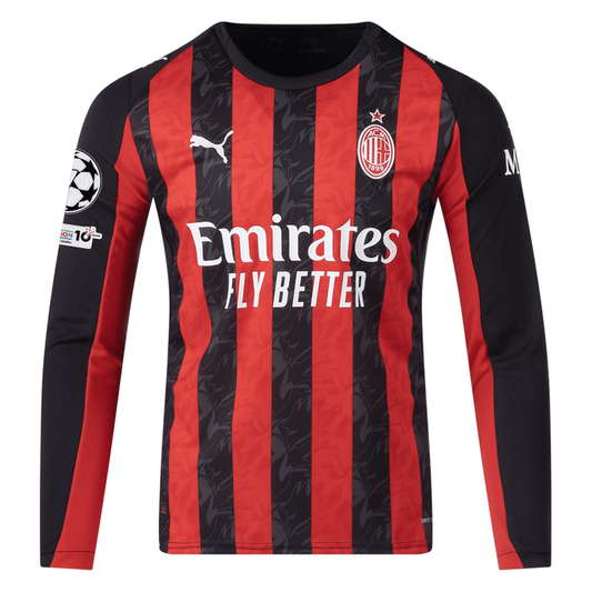 Puma AC Milan Long Sleeve Home Jersey w/ Champions League Patches 25/26 (Red/Black) | SoccerWearhouse