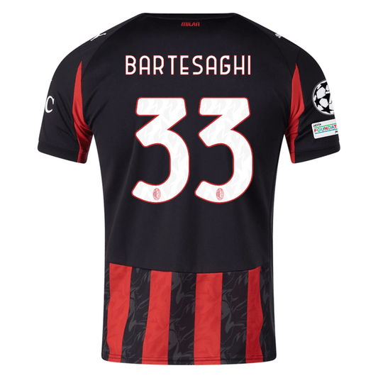 Puma Bartesaghi Men's AC Milan Home Jersey w/ Champions League Patches 25/26 (Red/Black) | SoccerWearhouse