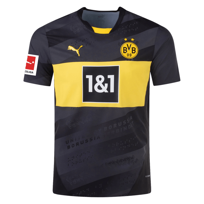 Puma Borussia Dortmund Authentic Yan Couto Away Jersey w/ Bundesliga Patch 24/25 (Puma Black/Faster Yellow) | SoccerWearhouse