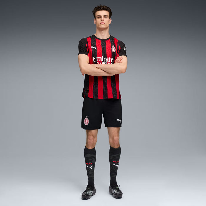Puma Bartesaghi Men's AC Milan Authentic Home Jersey 25/26 w/ Seria A Patch (Red/Black) | SoccerWearhouse