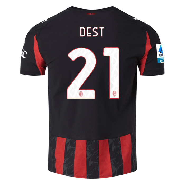 Puma Dest Men's AC Milan Authentic Home Jersey 25/26 w/ Seria A Patch (Red/Black) | SoccerWearhouse