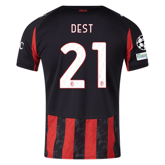 Puma Dest Men's AC Milan Home Jersey w/ Champions League Patches 25/26 (Red/Black) | SoccerWearhouse