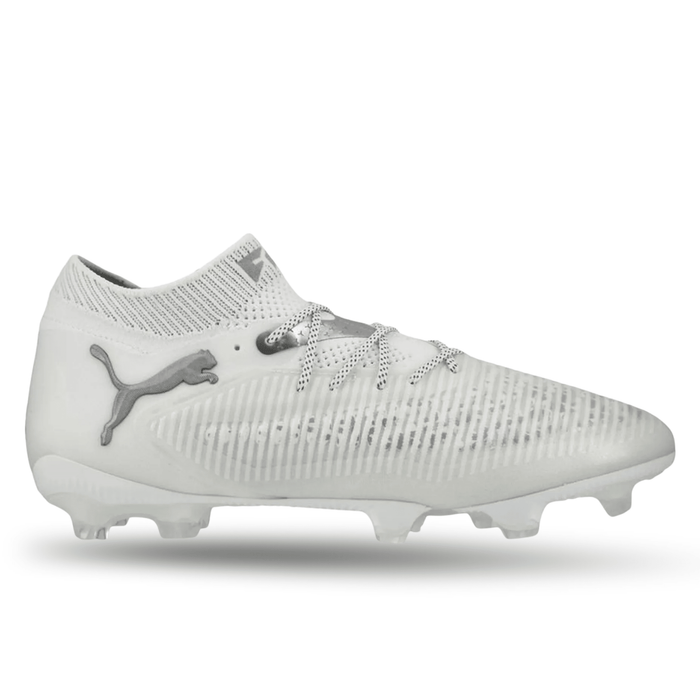 Puma Future 8 Ultimate FG Soccer Cleats (Puma White/Matte Silver) | SoccerWearhouse